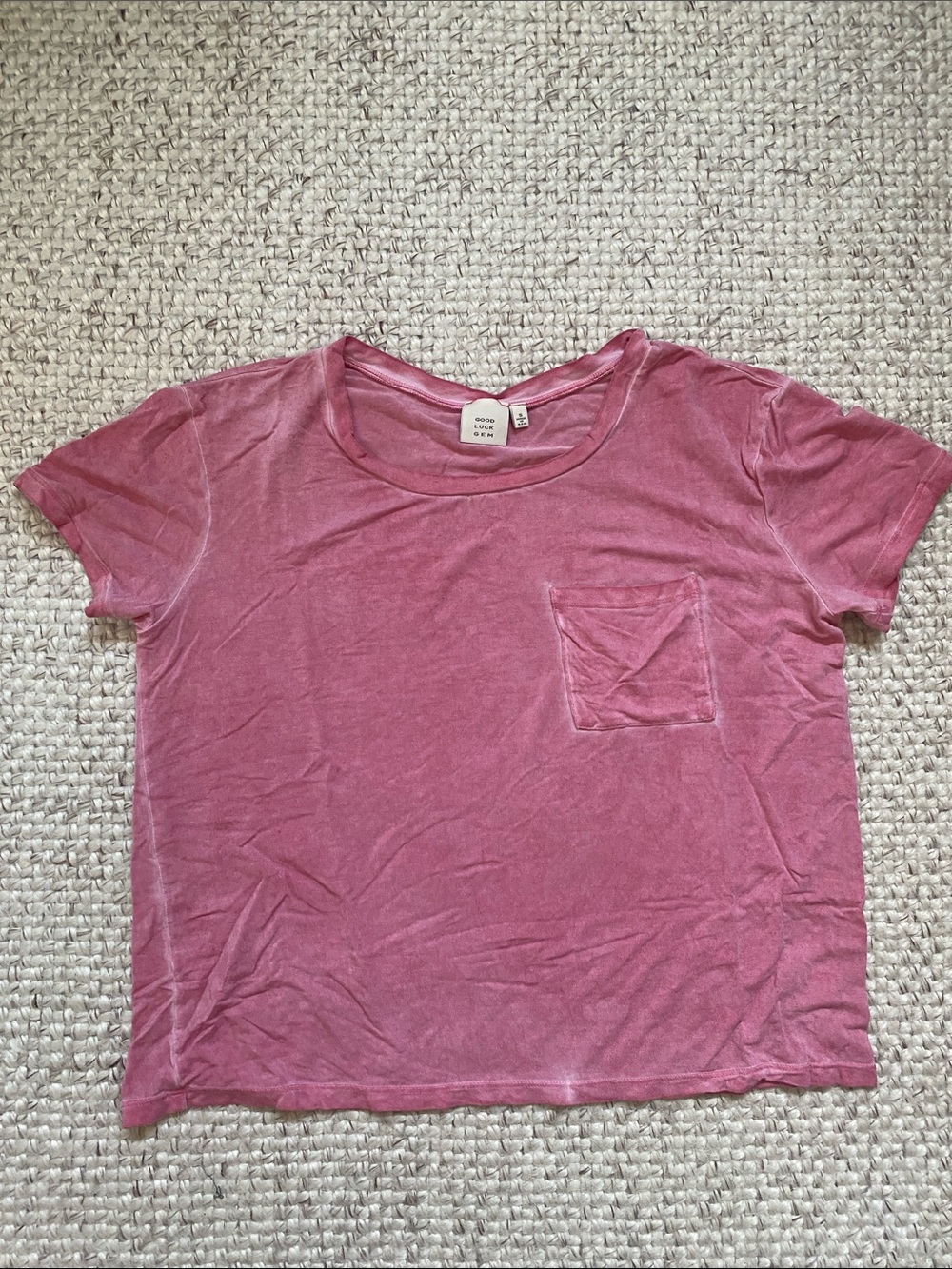 Good Luck Gem Dusty Rose Pocket Tee - Short Sleeve